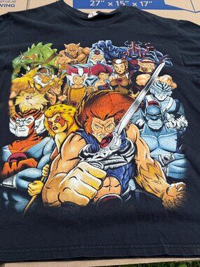 1990s Vintage Jerzees Black Thundercats 100% Cotton T-Shirt Men's Large